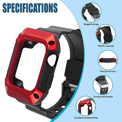 Watch Band Rugged Bumper Case For Watch 40mm Series 6 Se 5 4 Black/red
