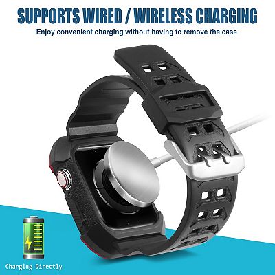 Watch Band Rugged Bumper Case For Watch 40mm Series 6 Se 5 4 Black red