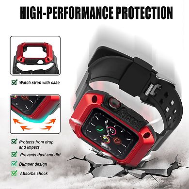 Watch Band Rugged Bumper Case For Watch 40mm Series 6 Se 5 4 Black/red