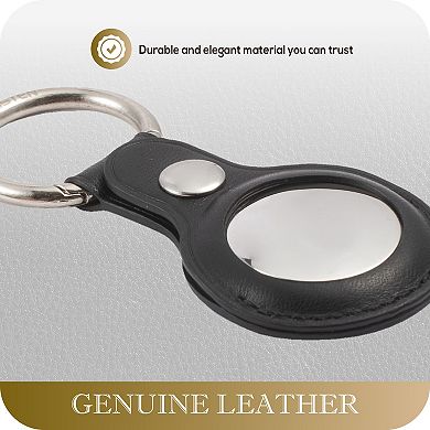 Genuine Leather Case For Airtag Airtags Keychain Holder Ring Accessories Black