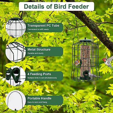 Hanging Bird Feeder For Songbirds With 4 Feeding Ports