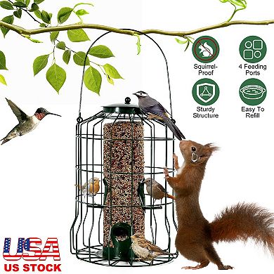 Hanging Bird Feeder For Songbirds With 4 Feeding Ports