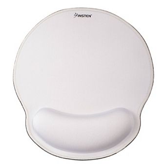 Mouse Pad Wrist Rest Ergonomic Support, Stitched Edge Mat, White With White Edge