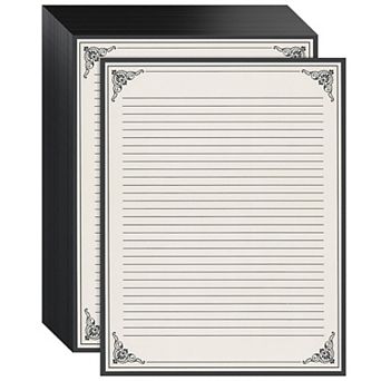 48 Sheets Vintage Lined Paper With Antique Border For Writing Letters, 8.5 X 11"