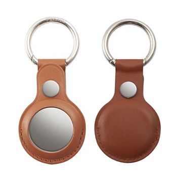 Genuine Leather Case For Airtag Airtags Keychain Holder Ring Accessories Brown