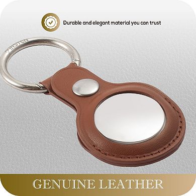 Genuine Leather Case For Airtag Airtags Keychain Holder Ring Accessories Brown