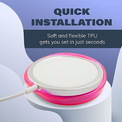 2-pack Case For Magsafe Charger Pad, Protective Soft Tpu Skin Cover Clear & Pink