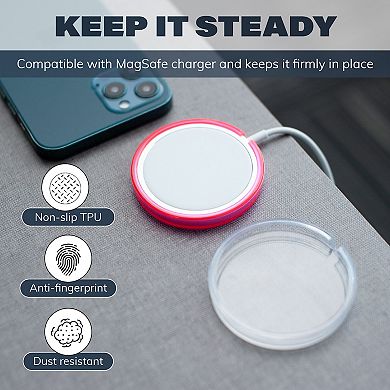 2-pack Case For Magsafe Charger Pad, Protective Soft Tpu Skin Cover Clear & Pink