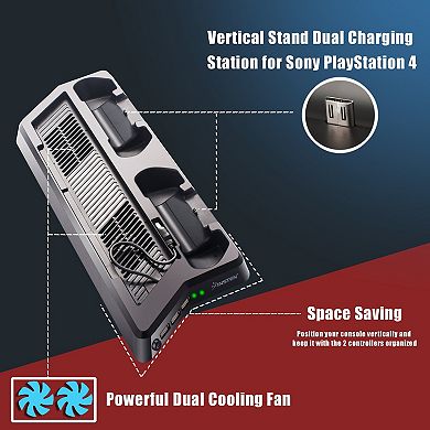 Vertical Stand Cooling Fan Controller Charging Station With Game Storage For Ps4