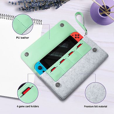 For Nintendo Switch & Oled Model Carrying Case Purse Sleeve Travel Bag Green