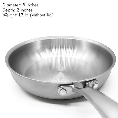 8-Inch Triple-Ply Stainless Steel Fry Pan with Lid