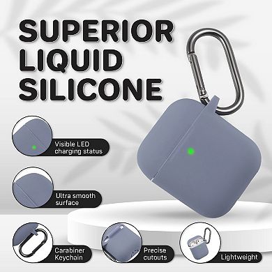 For Airpods 1 & 2 Liquid Silicone Case Protective Soft Cover Lavender Purple