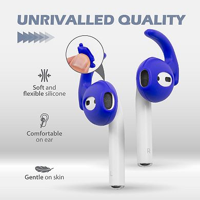 For Airpods 1 & 2 Earbuds Ear Hooks Covers Anti-lost Accessories 3-pair Blue