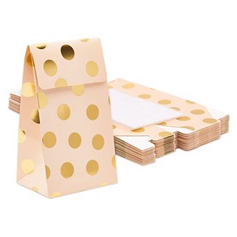 24 Pack Pastel Gold And Pink Favor Bags For Baby Shower, 5.5x8.6x3 In