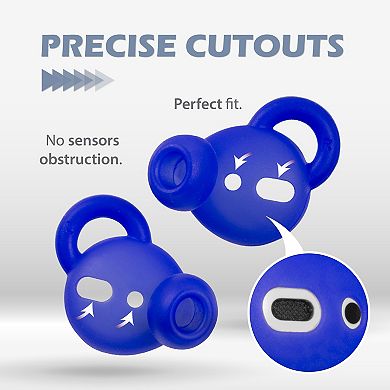 For Airpods 1 & 2 Earbuds Ear Hooks With Eartips Anti-lost Accessories 3x Blue