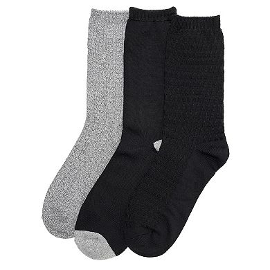 Women's Cuddl Duds Plushfill 3-Pack Midweight Falling Rain Texture Crew Socks