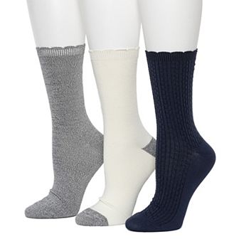Women's Cuddl Duds® Plushfill 3-Pack Midweight Scallop Welt Texture Crew Socks