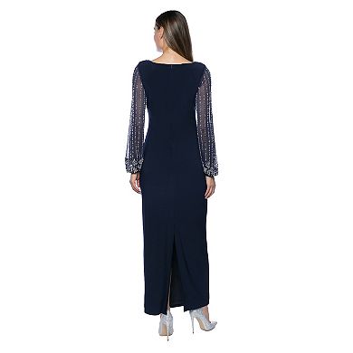 Women's Marina Sheer Beaded Long Sleeve Maxi Dress