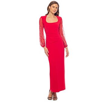 Women's Marina Square Neck Beaded Sleeve Maxi Dress
