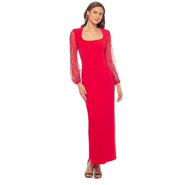 fitted lace wedding dress Happy Clothing Red Square Neck Taffeta Maxi Dress main image 0