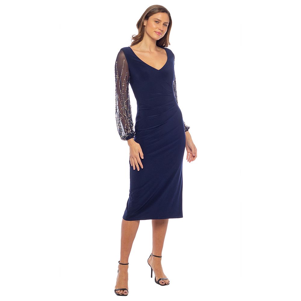 marina v neck embroidered dress Amazon.com: Marina Women's Long Embroidered V Front and Back Gown, Navy, 10  : Clothing, Shoes & Jewelry