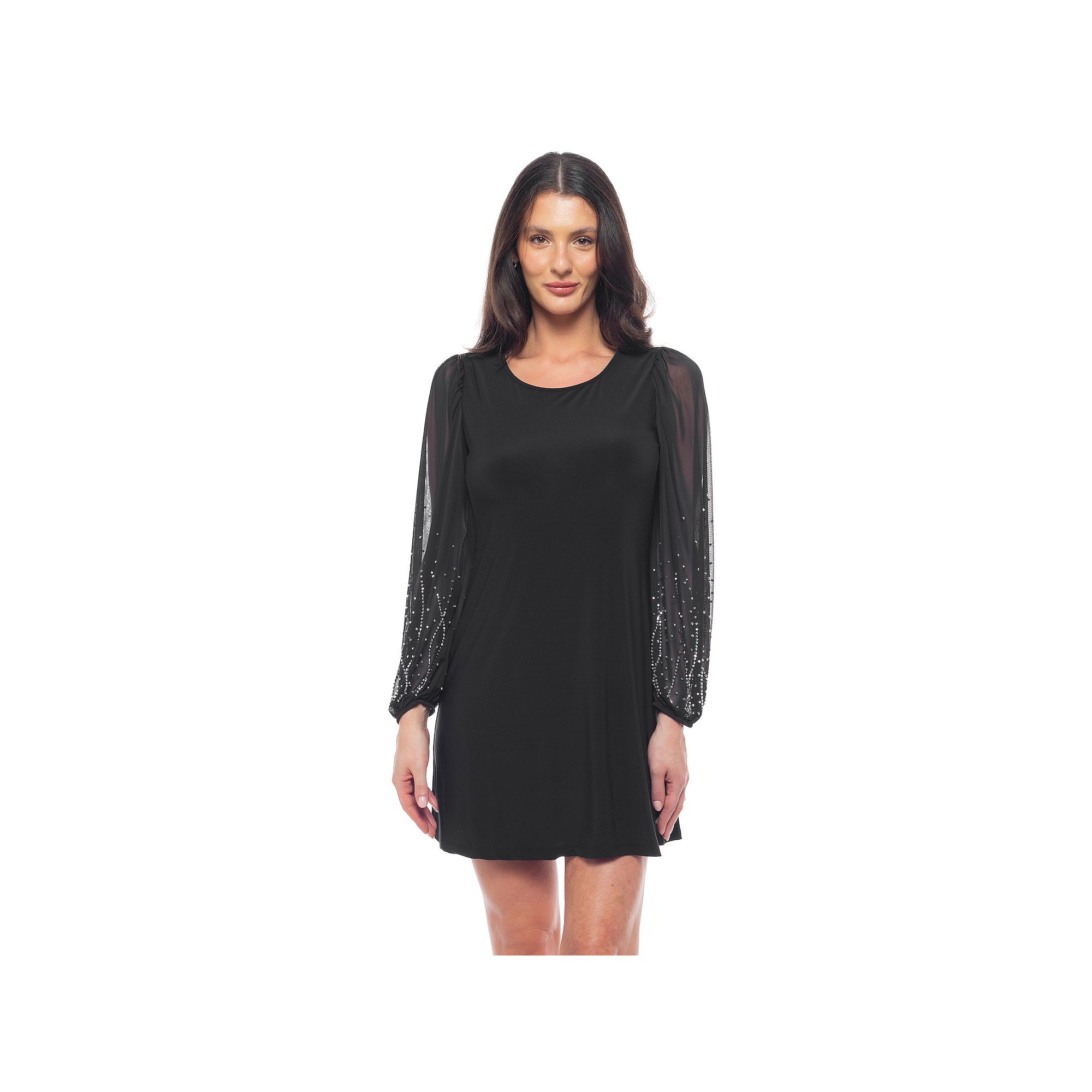 Womens Tash + Sophie Beaded Sleeve Dress, Size: XS, Black