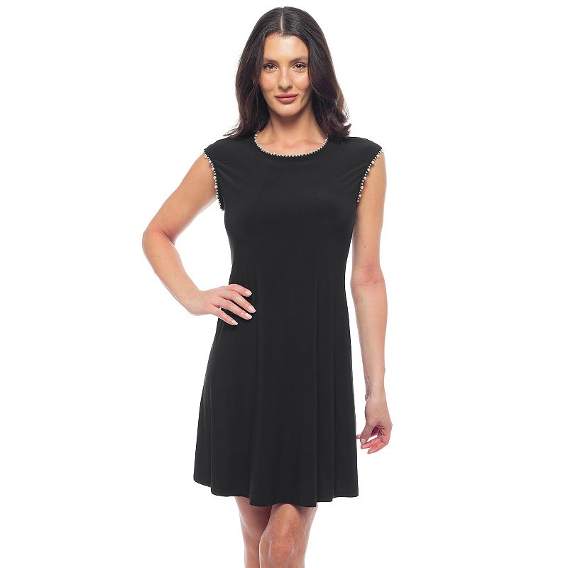 tash and sophie black dress Women's + Extended Shoulder Pearl Trim Women's Modcloth Shadow Stripe Style:D3086-3311 Core Colors:Emerald Green Add a playful touch
