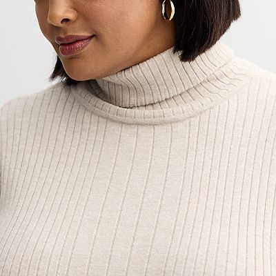 Plus Croft Barrow Ribbed Turtleneck Sweater