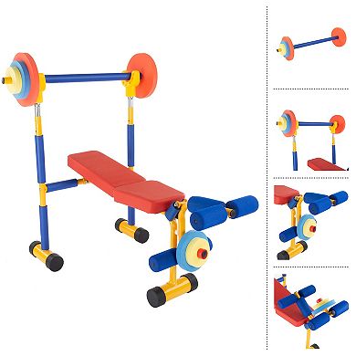 Hey! Play! 3-Piece Kids Weight Bench Set for Ages 3 and Up