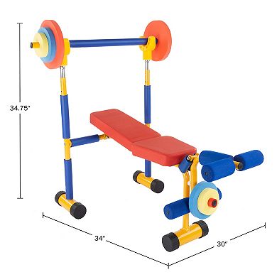 Hey! Play! 3-Piece Kids Weight Bench Set for Ages 3 and Up