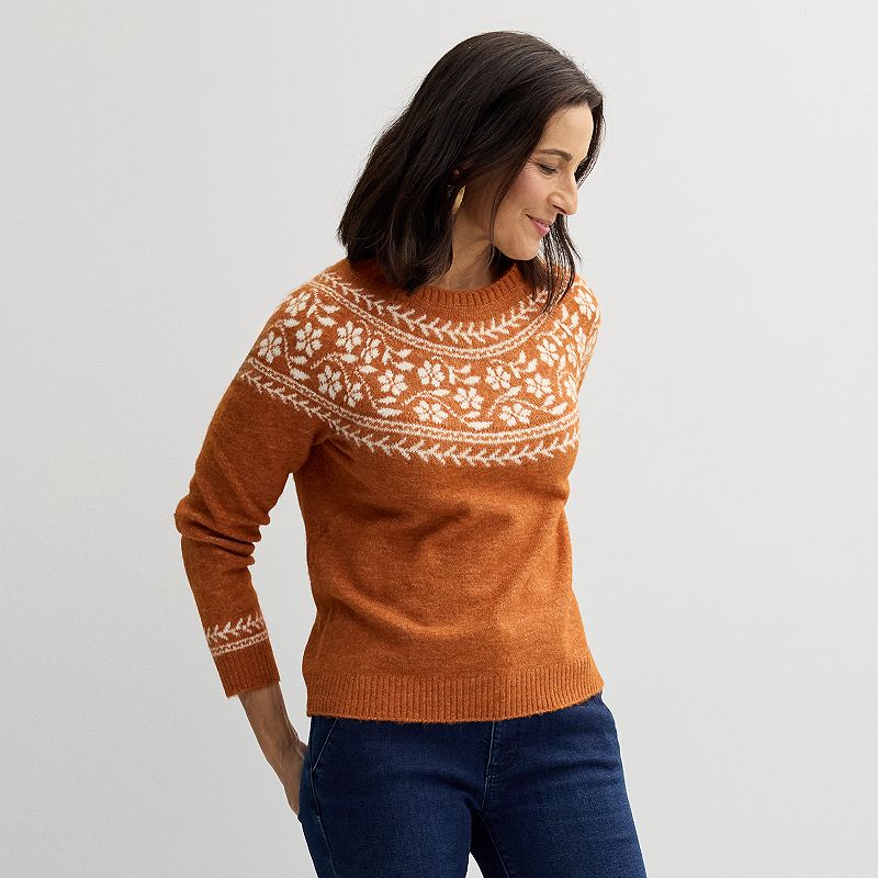 Women's Croft & Barrow® Fair Isle Ringer Pullover Sweater