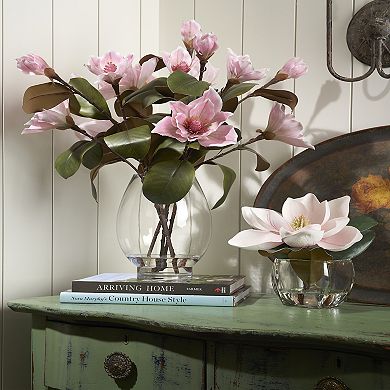 Pink Eva Magnolia In Glass Vase