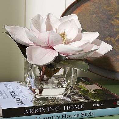 Pink Eva Magnolia In Glass Vase