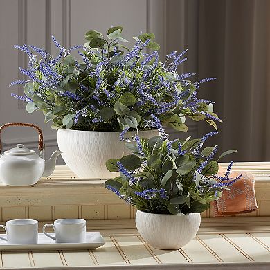 Lavender And Eucalyptus In White Ezra Bowl