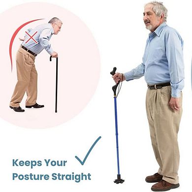 Walking Cane Collapsible Special Balancing With 10 Adjustable Heights - Self-standing Folding Cane