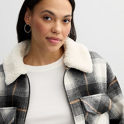 Juniors' SO® Plaid Bomber Jacket
