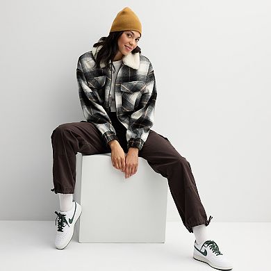 Juniors' SO® Plaid Bomber Jacket