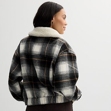 Juniors' SO® Plaid Bomber Jacket