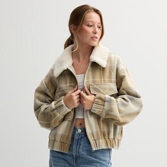 Juniors' SO® Plaid Bomber Jacket