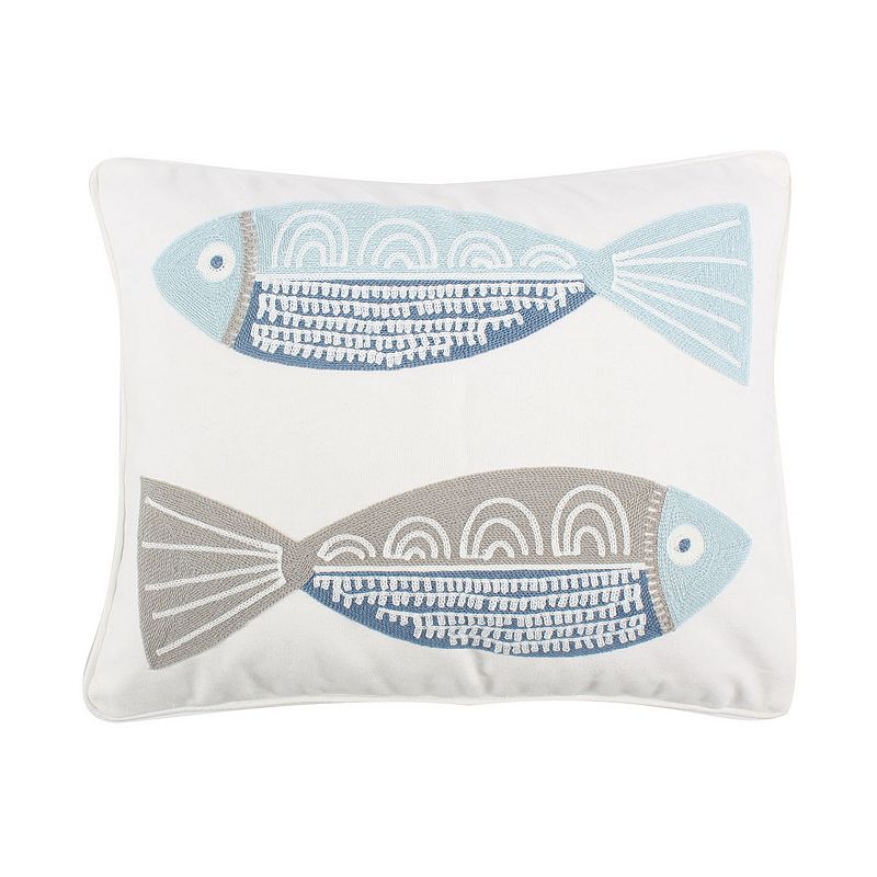 Levtex Home - Ipanema - Decorative Pillow (14 x 18in.) - Fish - Blue  Grey  White