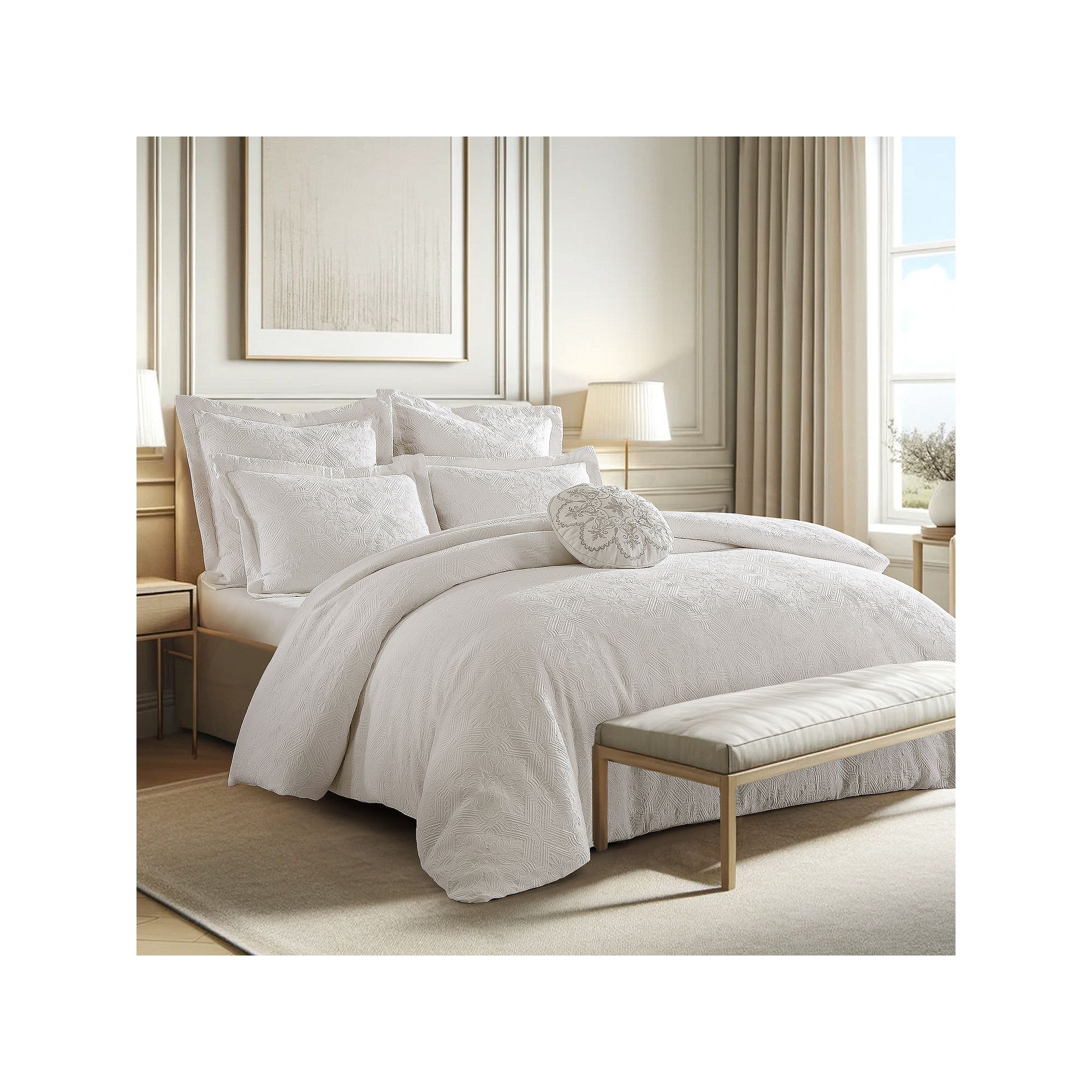 Levtex Home Matelasse Bright Duvet Cover Set, White