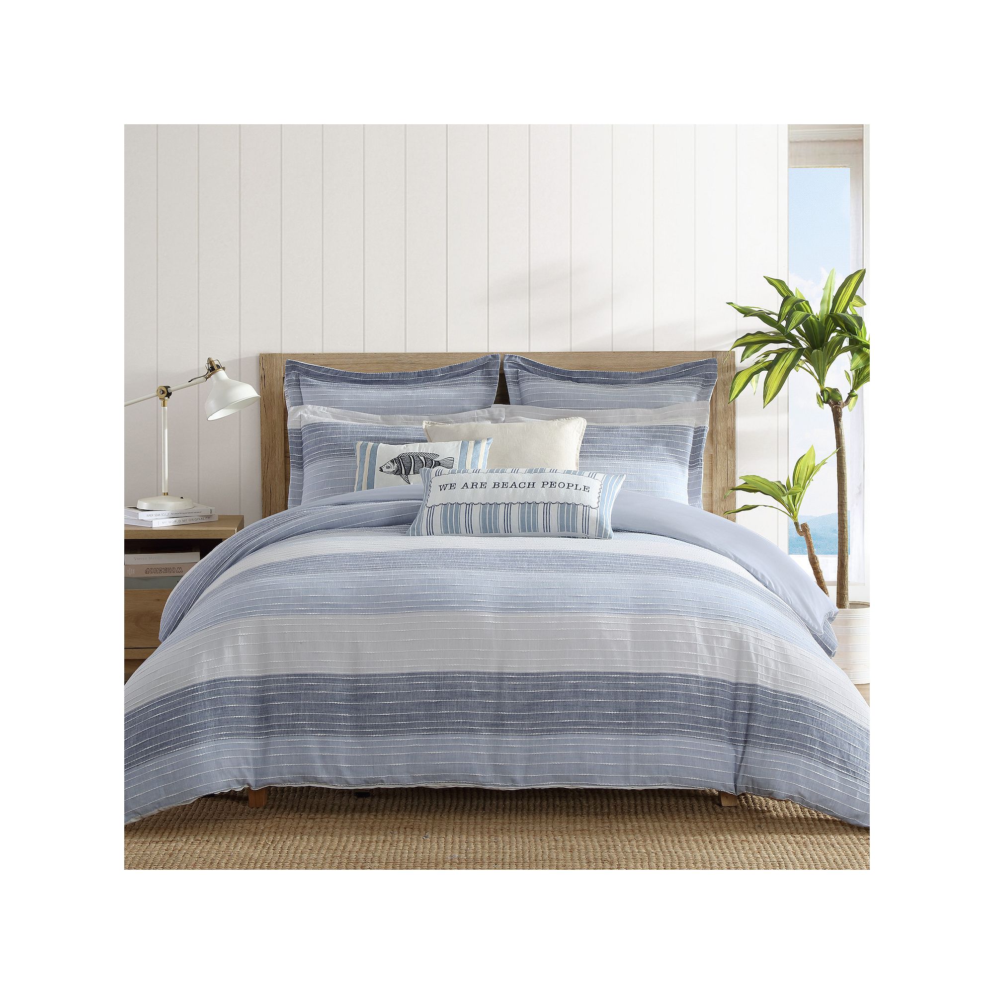 Levtex Home Sand Stripes Duvet Cover Set, Blue