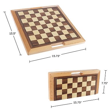 Trademark Games Wood 3-in-1 Travel Board Game Chess Set