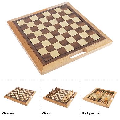 Trademark Games Wood 3-in-1 Travel Board Game Chess Set