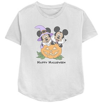 Disney's Mickey and Minnie Mouse Juniors' Happy Halloween Pumpkin Relaxed Fit Graphic Tee
