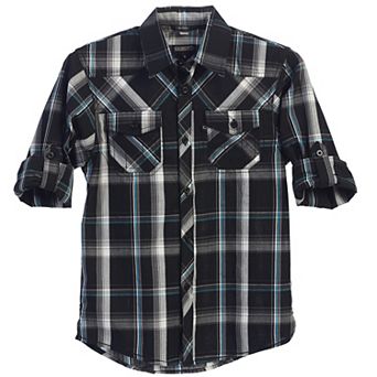 Gioberti Little Boy's Long Sleeve Roll Up Plaid Checkered Shirt