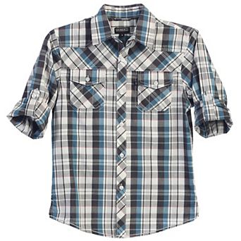 Gioberti Little Boy's Long Sleeve Roll Up Plaid Checkered Shirt