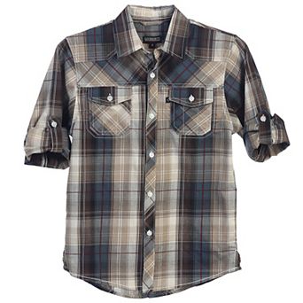 Gioberti Little Boy's Long Sleeve Roll Up Plaid Checkered Shirt