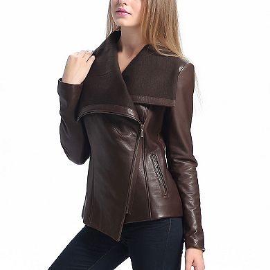 Plus Size Bgsd Lily Leather Drape Jacket