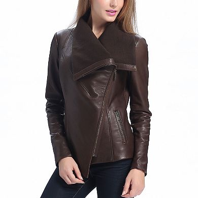 Plus Size Bgsd Lily Leather Drape Jacket